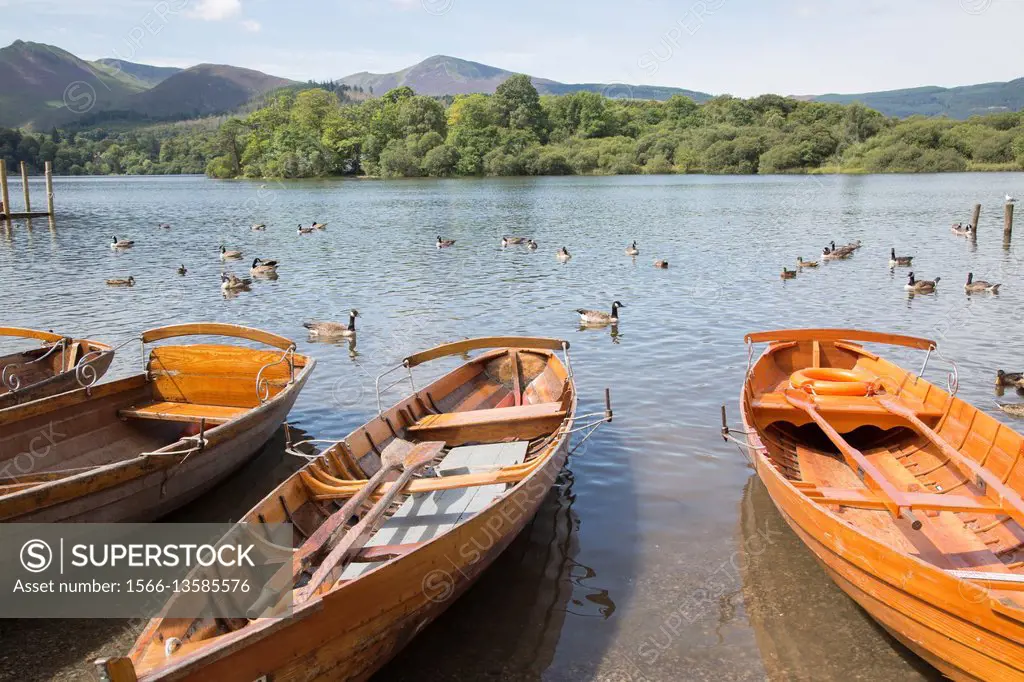 Rowing Boats on Derwent Water, Keswick, Lake District, England, UK.