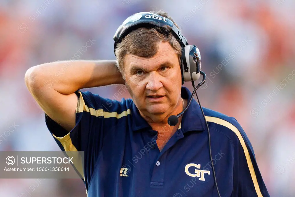 Oct 15, 2011; Charlottesville VA, USA; Georgia Tech Yellow Jackets head coach Paul Johnson on the sidelines against the Virginia Cavaliers during the ...