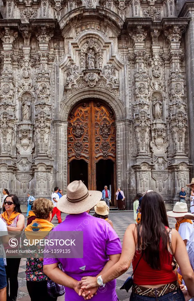 Facade of Sagrario church, in Metropolitan Cathedral, in Plaza de la Constitución, El Zocalo, Zocalo Square, Mexico City, Mexico.