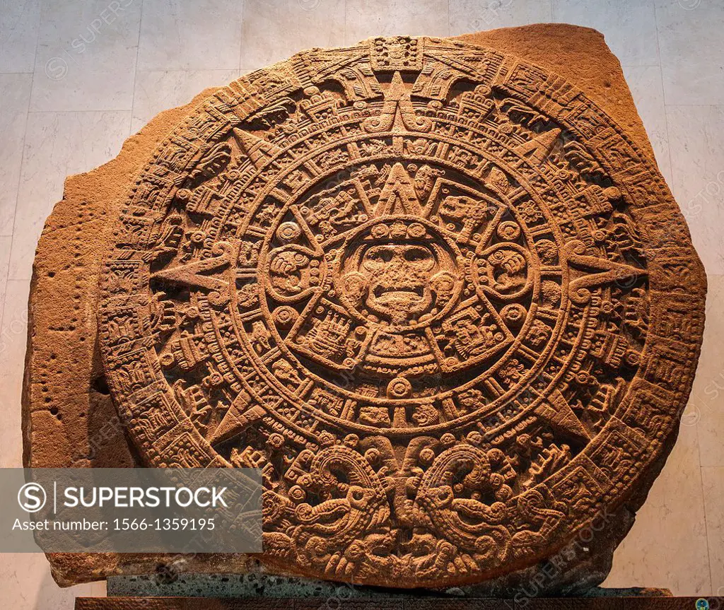 ´Piedra del Sol´ (Stone of the Sun), Aztec civilization, National Museum of Anthropology. Mexico City. Mexico.