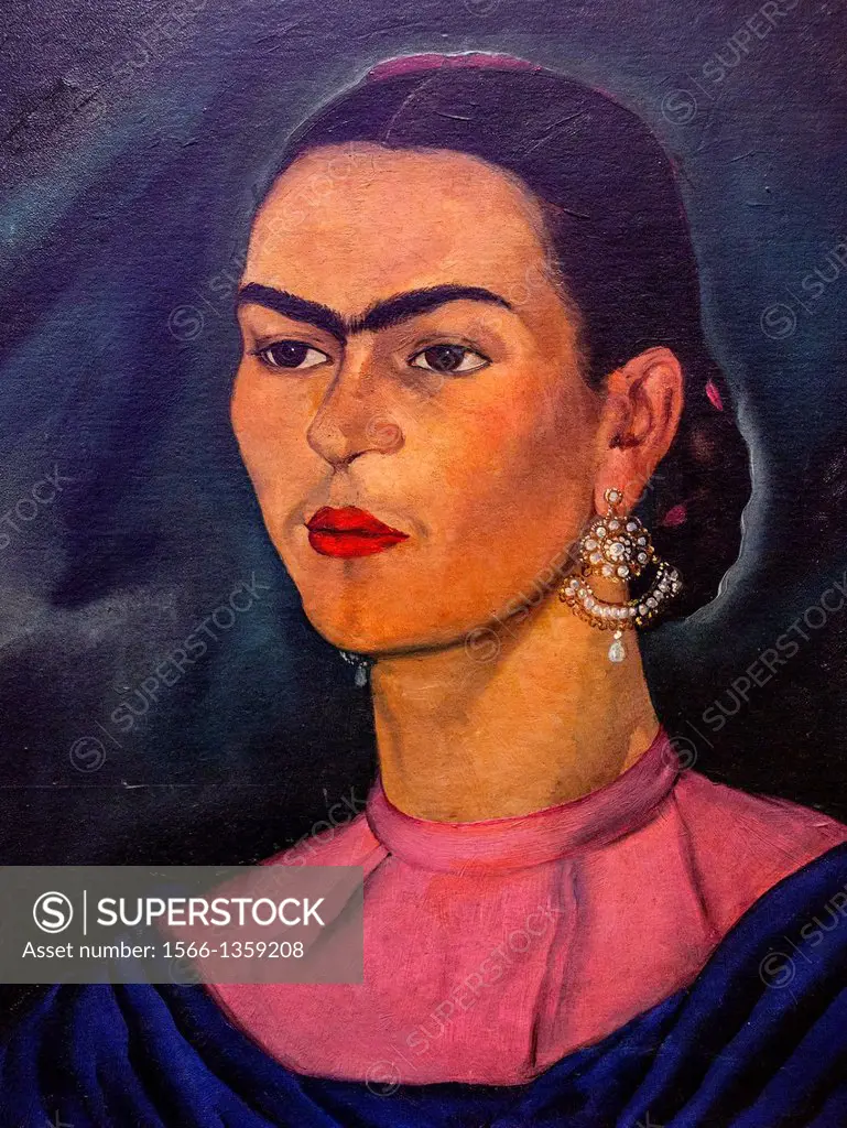 Frida Kahlo museum, portrait of Frida Kahlo, by Roberto Montenegro, Coyoacan, Mexico City, Mexico.