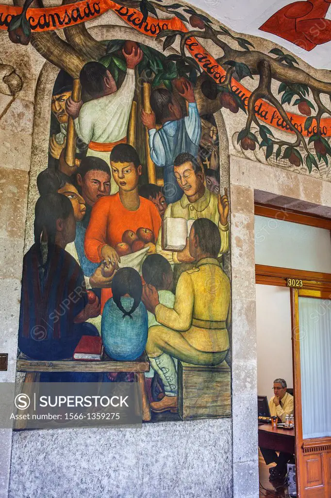 The fruits by Diego Rivera, at SEP (Secretaria de Educacion Publica),Secretariat of Public Education, Mexico City, Mexico.