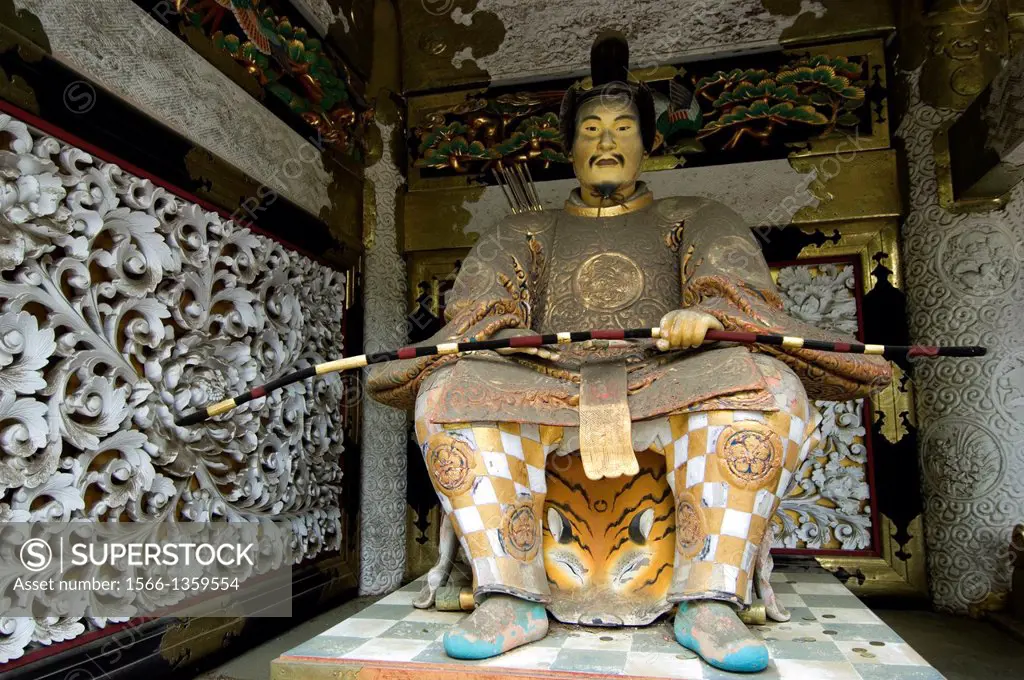 Nikko, Japan, Shogun's Mausoleum, Toshogu Shrine, Guardian samurai at gateway, Japanese art and design, Early 17th century, Tokugawa Shogunate, Spirit...