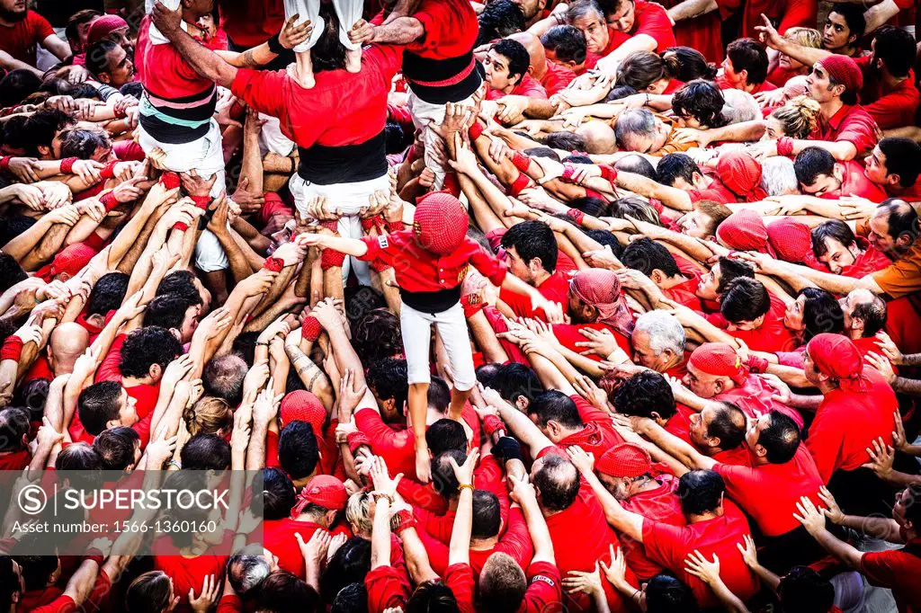 Tarragona, Spain, Contest Castellers (human towers). The castellers are UNESCO World Heritage.