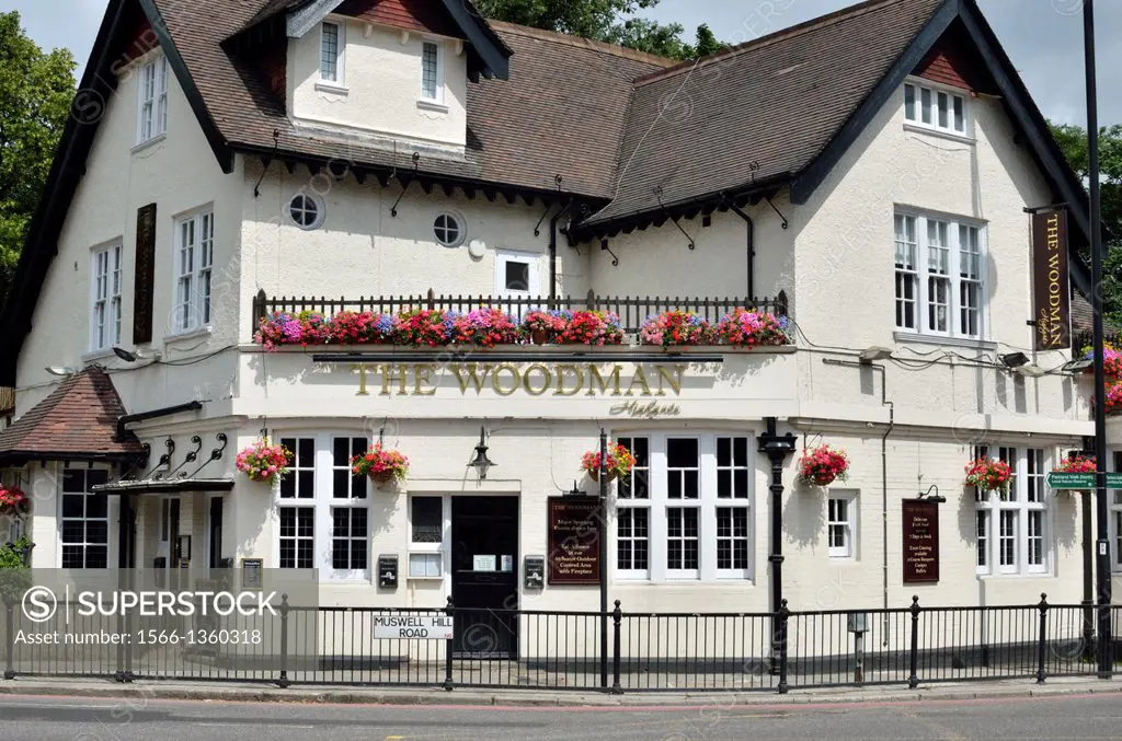 The Woodman pub in Highgate, London, UK.
