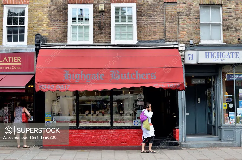 Highgate Butchers in Highgate Village, London, UK.