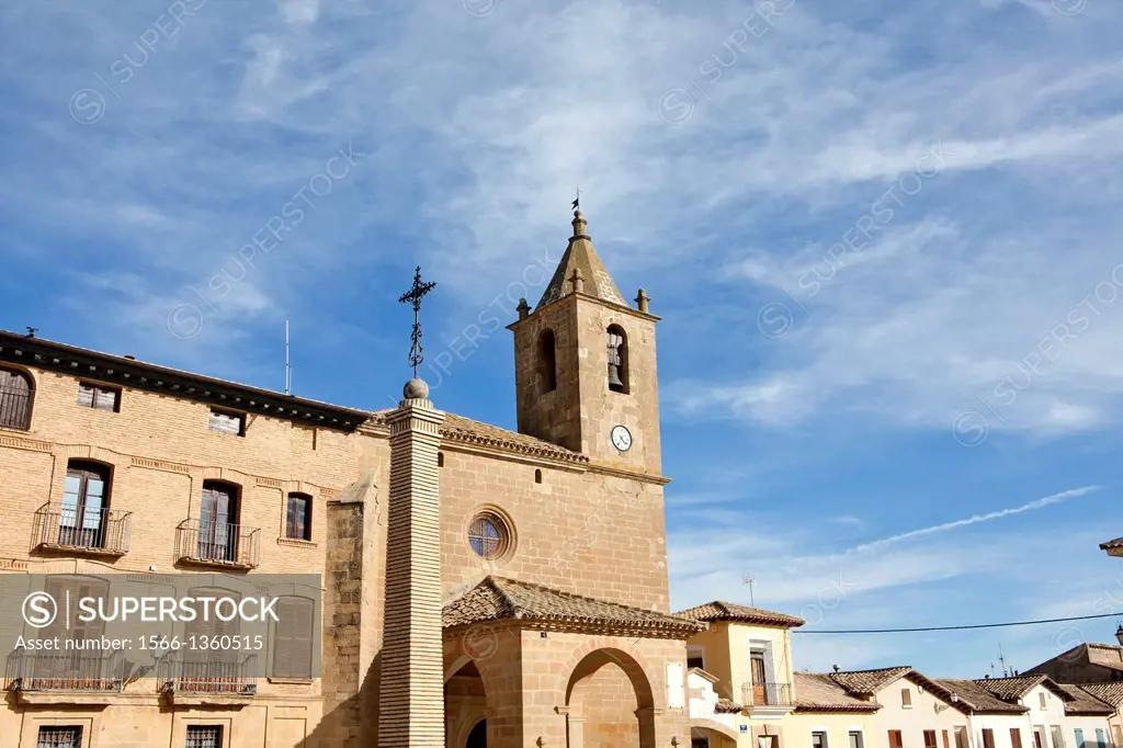 Siétamo village in La Hoya de Huesca, Huesca, Spain.