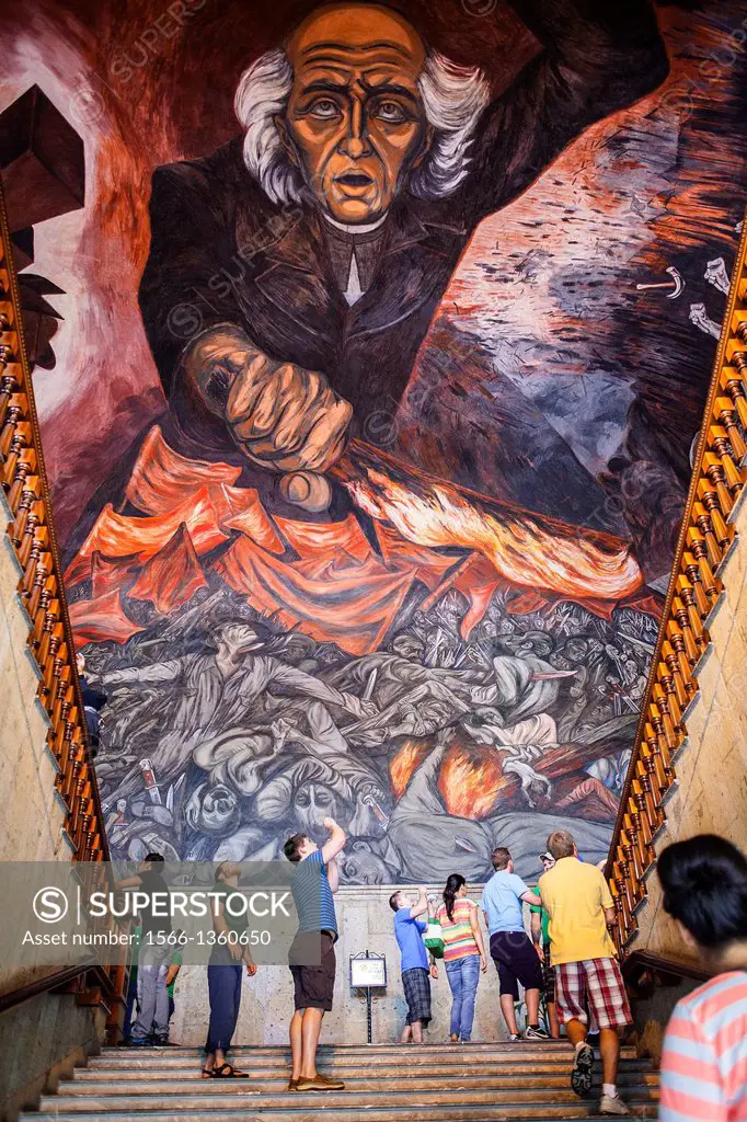 ´Hidalgo´ mural painting by José Clemente Orozco over the main staircase of the Government Palace, Guadalajara. Jalisco, Mexico.