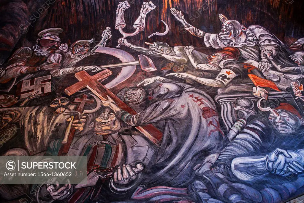 Detail of ´Hidalgo´ mural painting by José Clemente Orozco over the main staircase of the Government Palace, Guadalajara. Jalisco, Mexico.