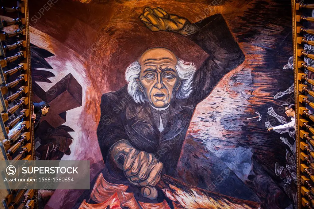 ´Hidalgo´ mural painting by José Clemente Orozco over the main staircase of the Government Palace, Guadalajara, Jalisco, Mexico.