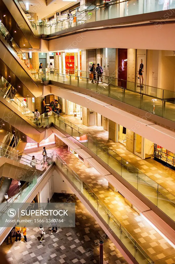 Interior of Omotesando Hills, shopping mall designed by Tadao Ando in Omotesando street. Tokyo. Japan.