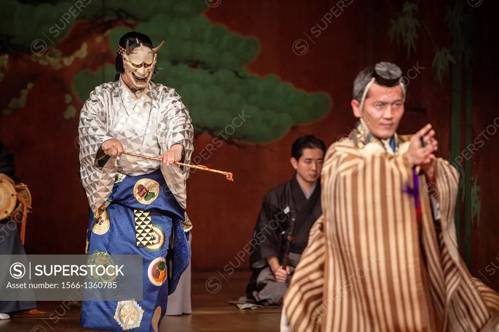 Performance of noh, in National Noh Theatre,4-18-1, Sendagaya, Shibuya-ku, Tokyo.
