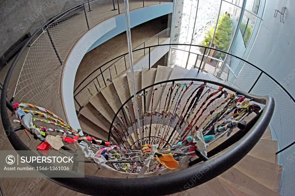 fisheye view of TEA Museum stairway. Santa Cruz de Tenerife city center . Spain