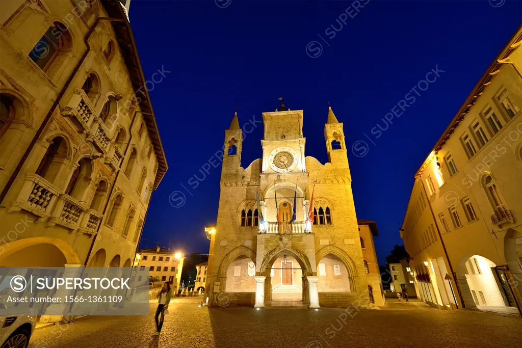 Pordenone City Hall at Night, Friuli Venezia Giulia, Italy, Europe