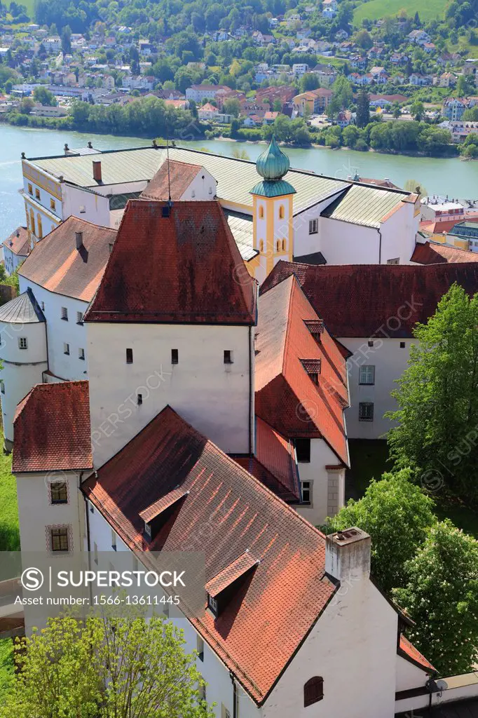 Germany, Bavaria, Passau, aerial view, Inn River,.