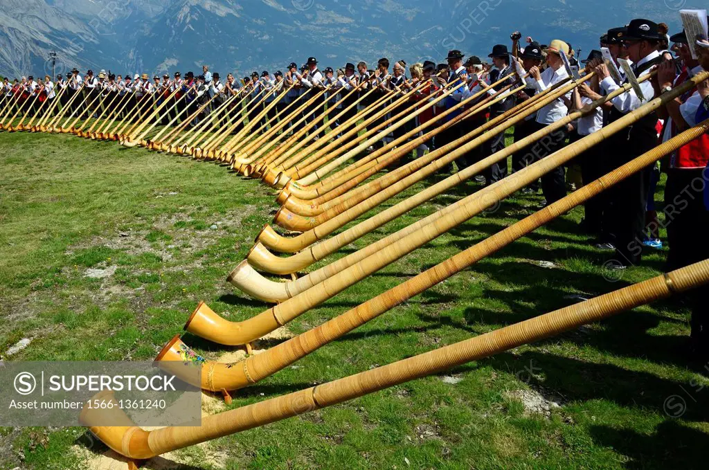 International Alphorn Festival, 27-29 July 2013, Nendaz, canton Valais, canton Wallis, Switzerland.