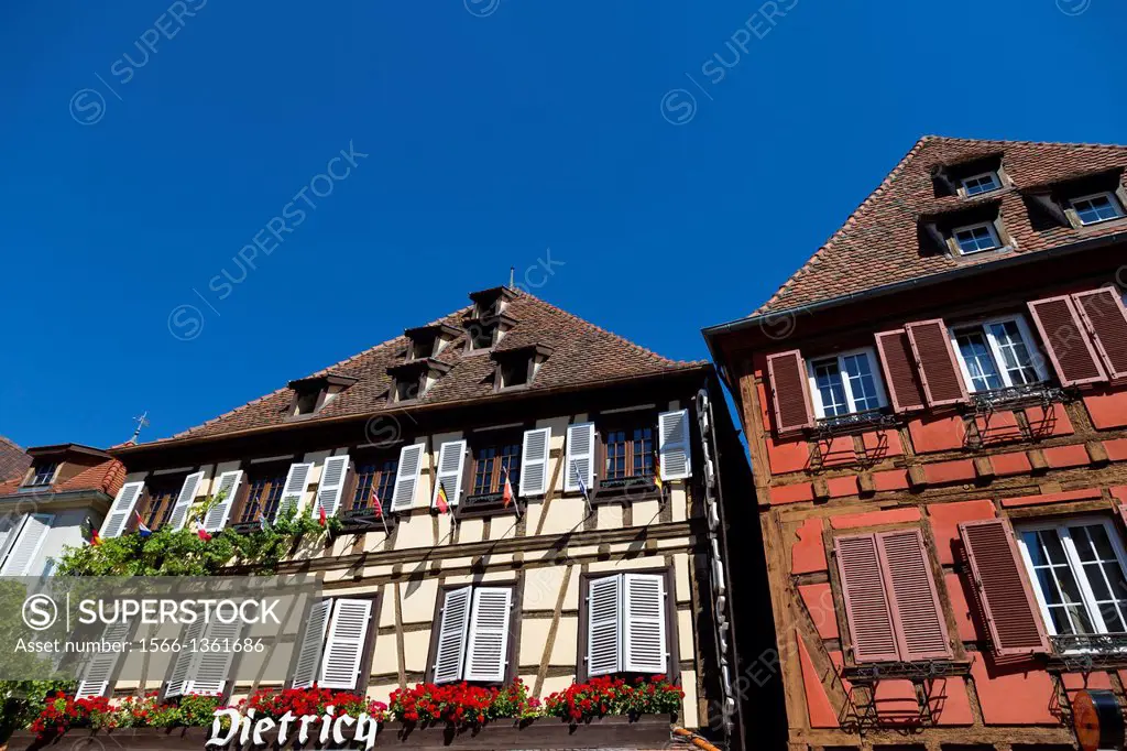 Typical half-timbered House in Obernai in the Alsace, France.