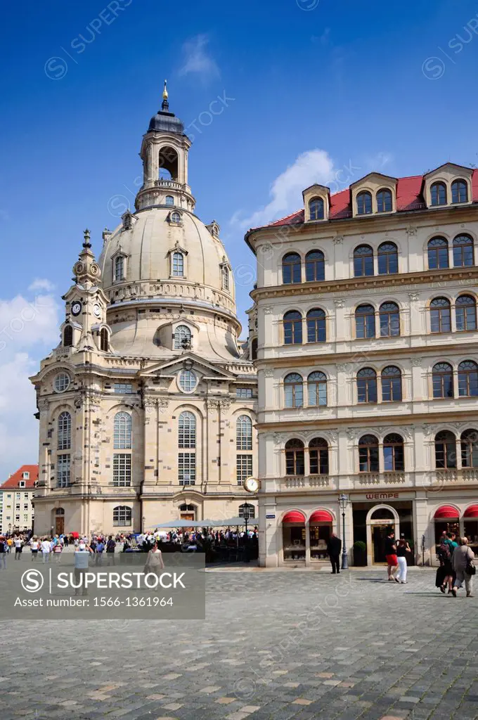Germany, Saxony, Dresden, Neumarkt Square, Frauenkirche Church of Our Lady.