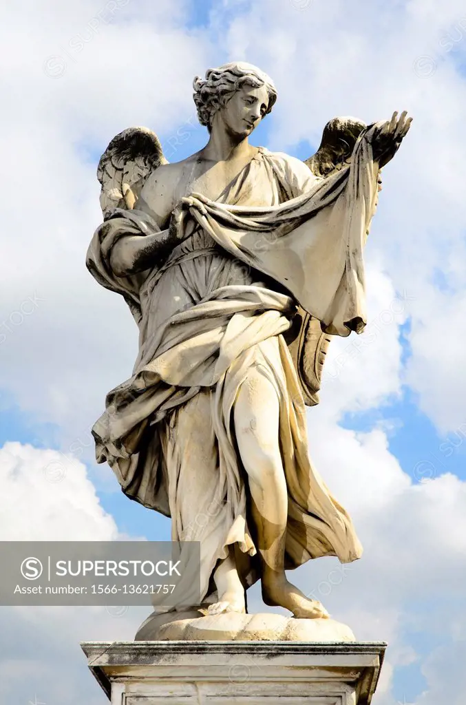 Angel with the Sudarium by Cosimo Fancelli, Ponte Sant'Angelo - Rome, Italy.