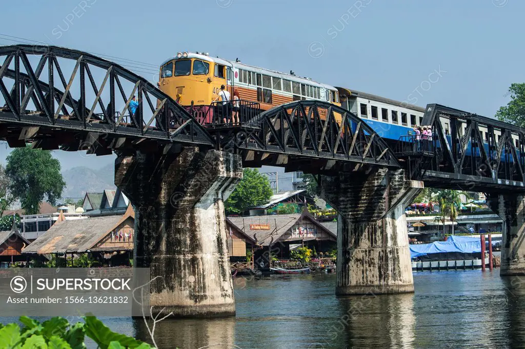 Train Bridge on the River Kwai Kanchanaburi Thailand.