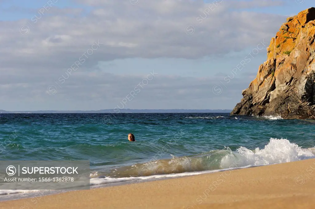 Pors Peron beach, Beuzec-Cap-Sizun, Finistere department, Brittany region, west of France, western Europe.