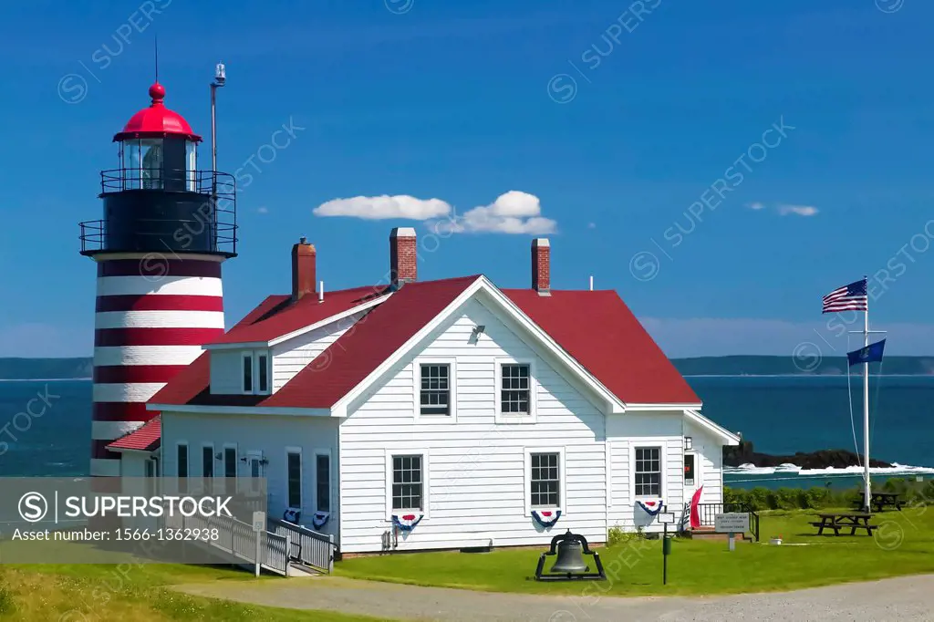 West Quoddy Head Light in Lubec, Maine protects the eastern-most point of land in the United States.