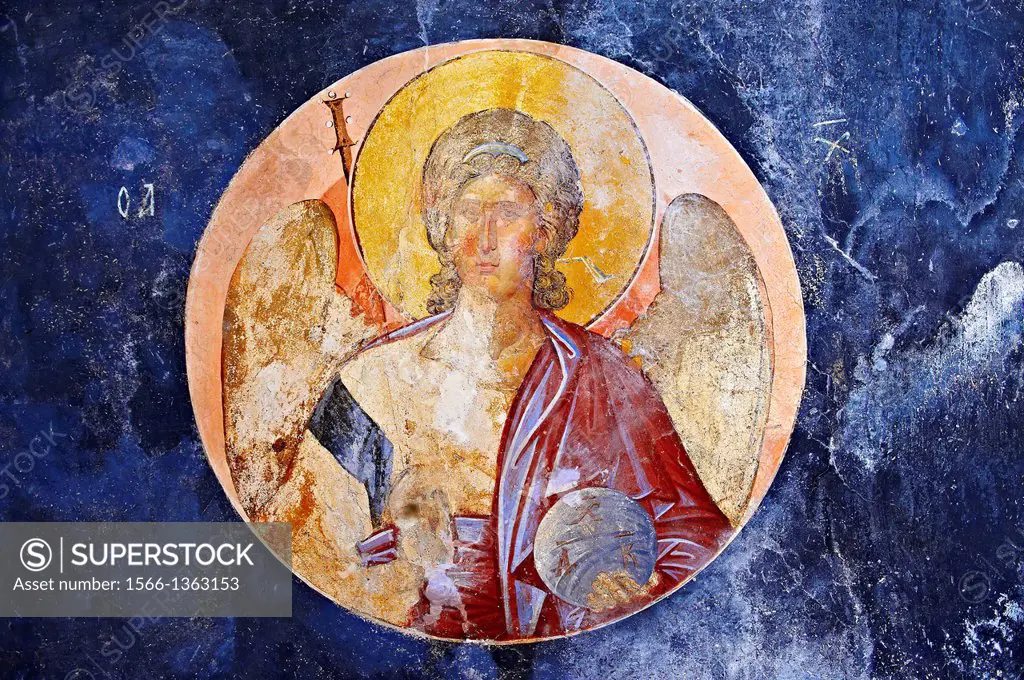 The 11th century Roman Byzantine Church of the Holy Saviour in Chora and a fresco of an angel in the parecclesion chapel Endowed between 1315-1321 by ...