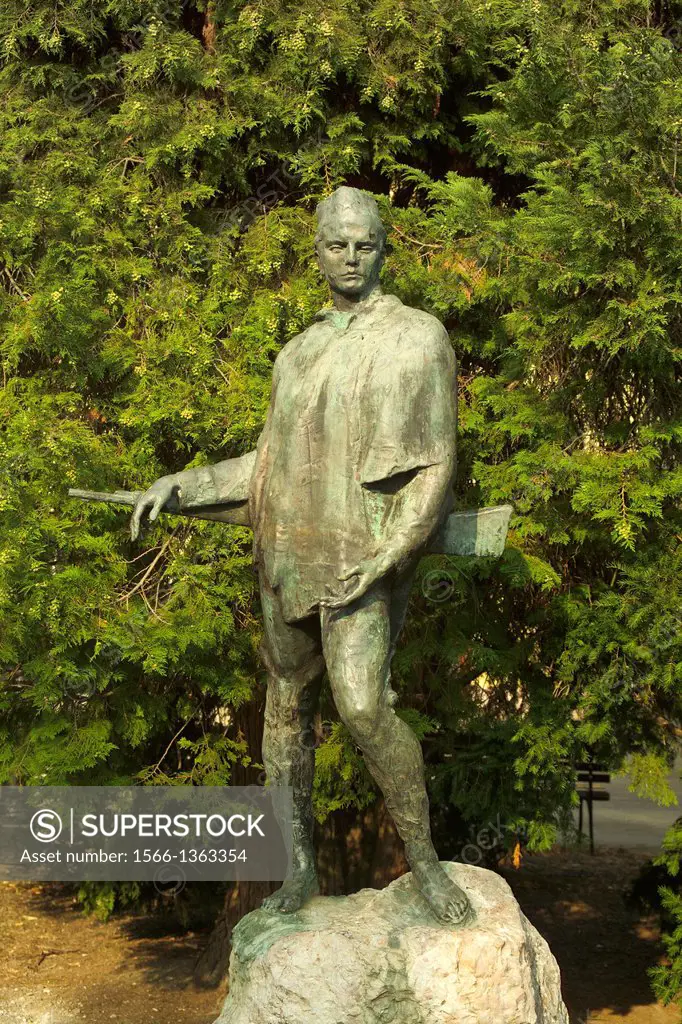 Statue of one partisan - warrior in World War II - in Croatia, Samobor, Zagreb region.