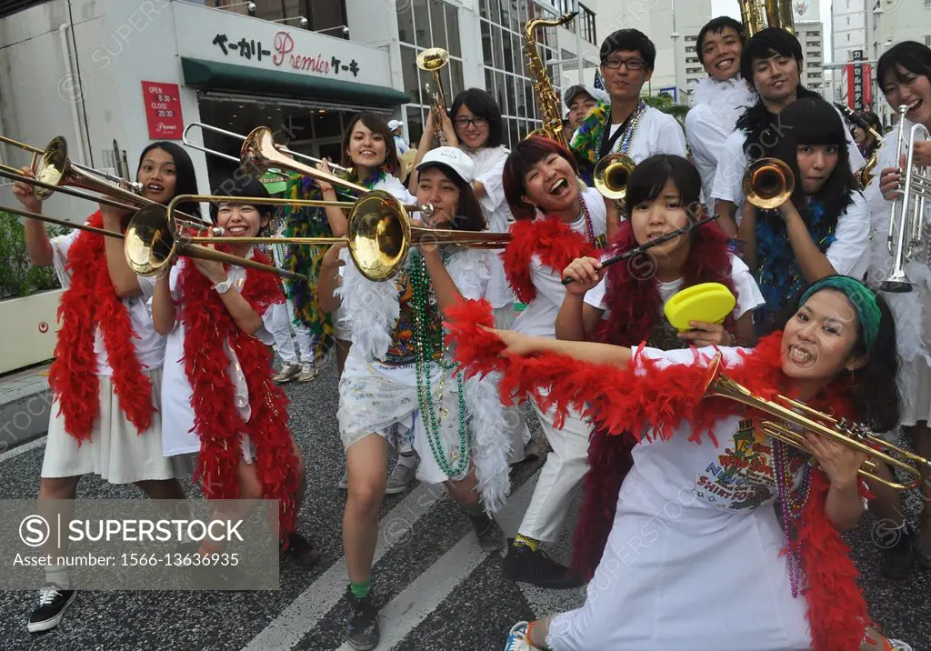 Naha, Okinawa, Japan: musical band during the 6th Worldwide Uchinanchu Festival, celebrating the Okinawan emigrants