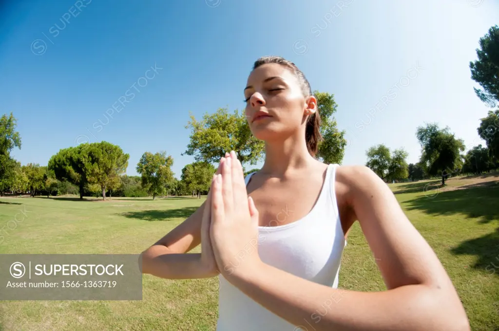 yoga girl in a park.