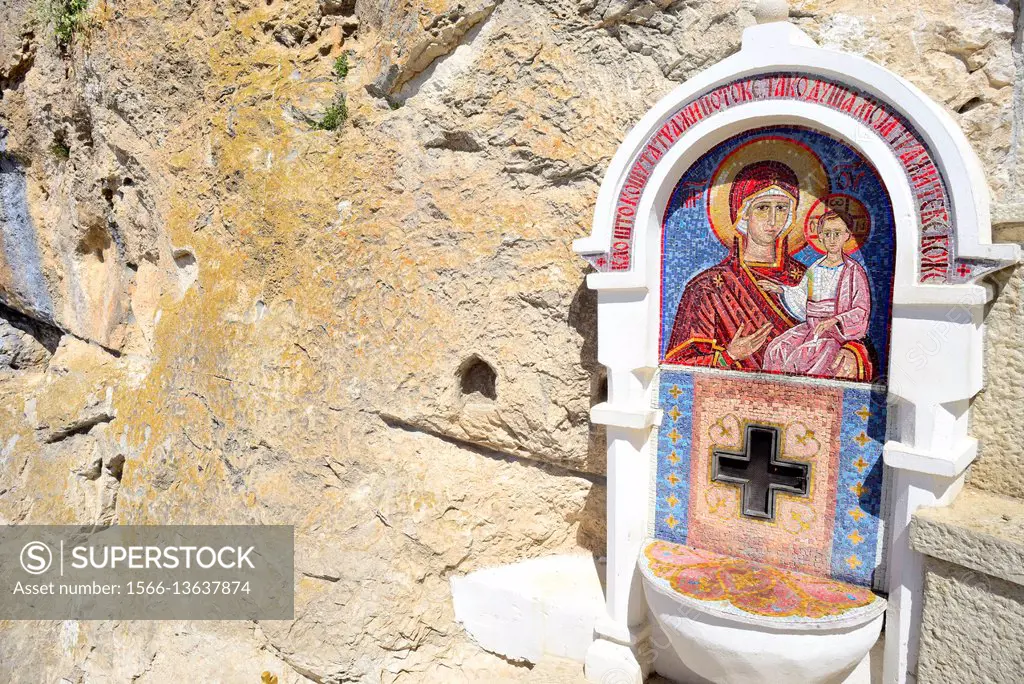 Detail of Orthodox monastery of Ostrog, Montenegro