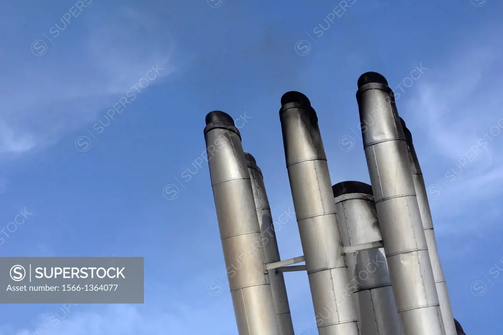 smoke chimneys on ship boat ferry