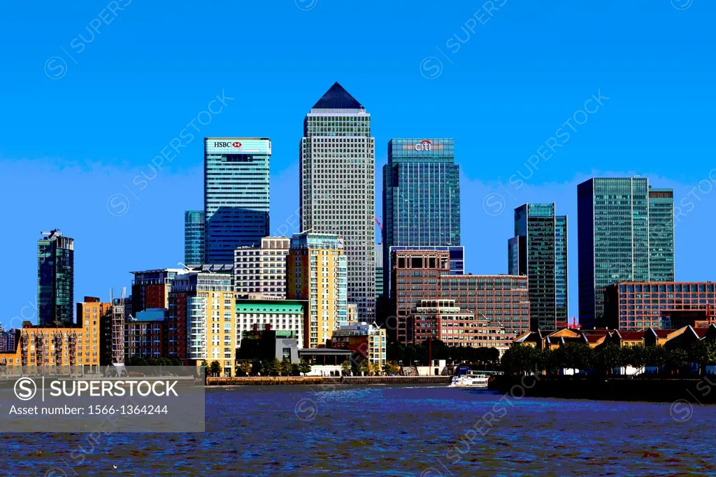 Canary Wharf, Viewed From Shadwell, London, England.