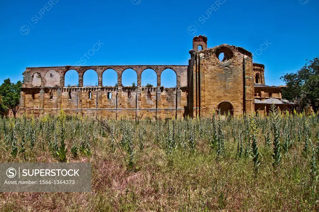 Ruins of the cistercian monastery of Moreruela, Zamora Spain, Siver Route.