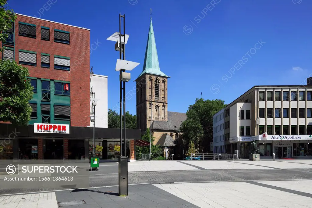 Germany, Bochum, Ruhr area, Westphalia, North Rhine-Westphalia, NRW, priory church Saint Peter and Paul, catholic church, business premises.