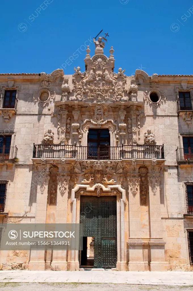 Facade of the royal monastery. Ucles, Cuenca province, Castilla La Mancha, Spain.