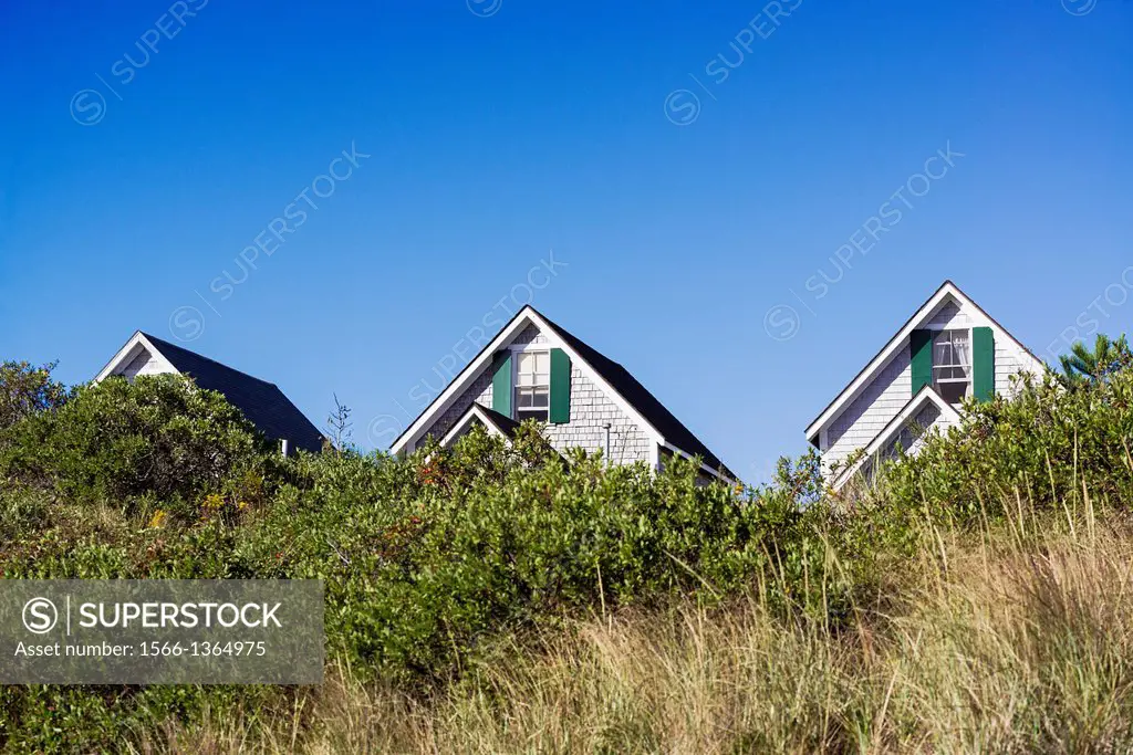Waterfront rental cottages, Truro, Cape Cod, Massachusetts, USA.