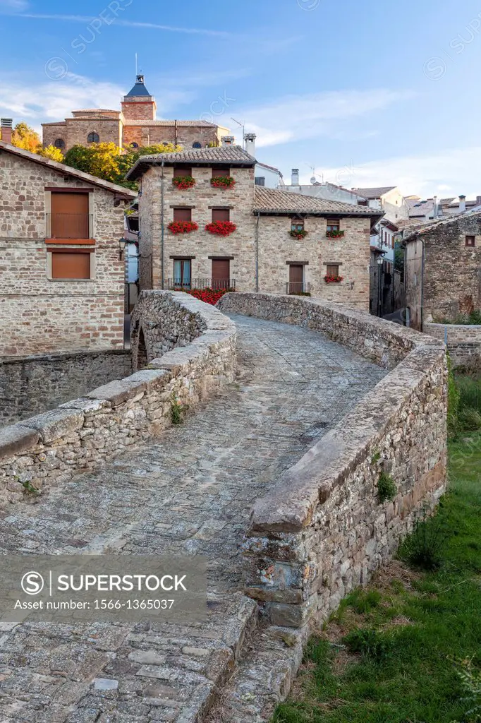 Medieval bridge in the village of Monreal, Navarra, Spain.