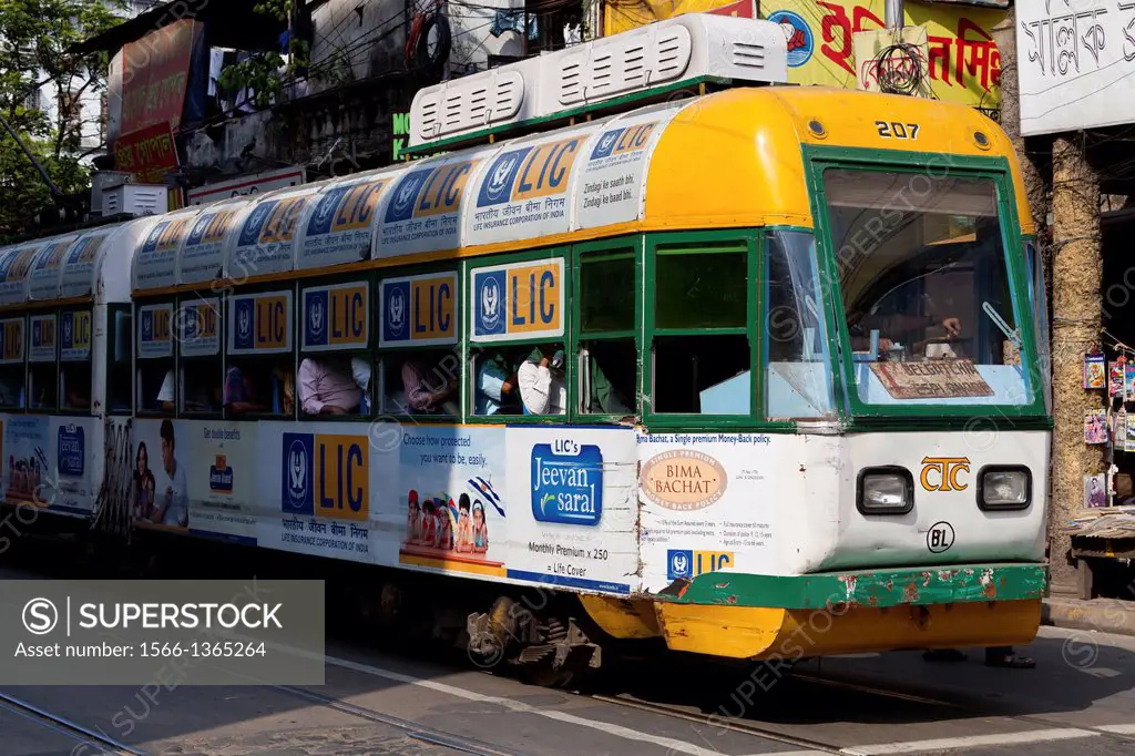 Tram in Kolkata, India.
