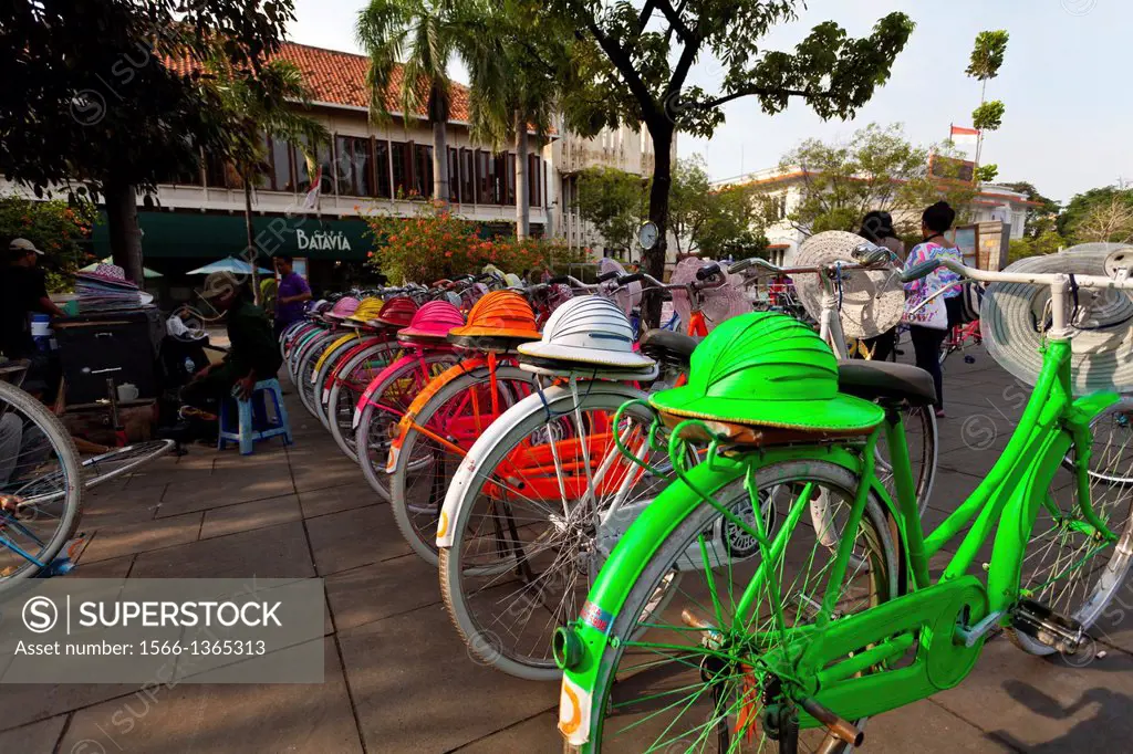 Colourful Bicycles on the Market Place Taman Fatahillah in Jakarta, Indonesia.