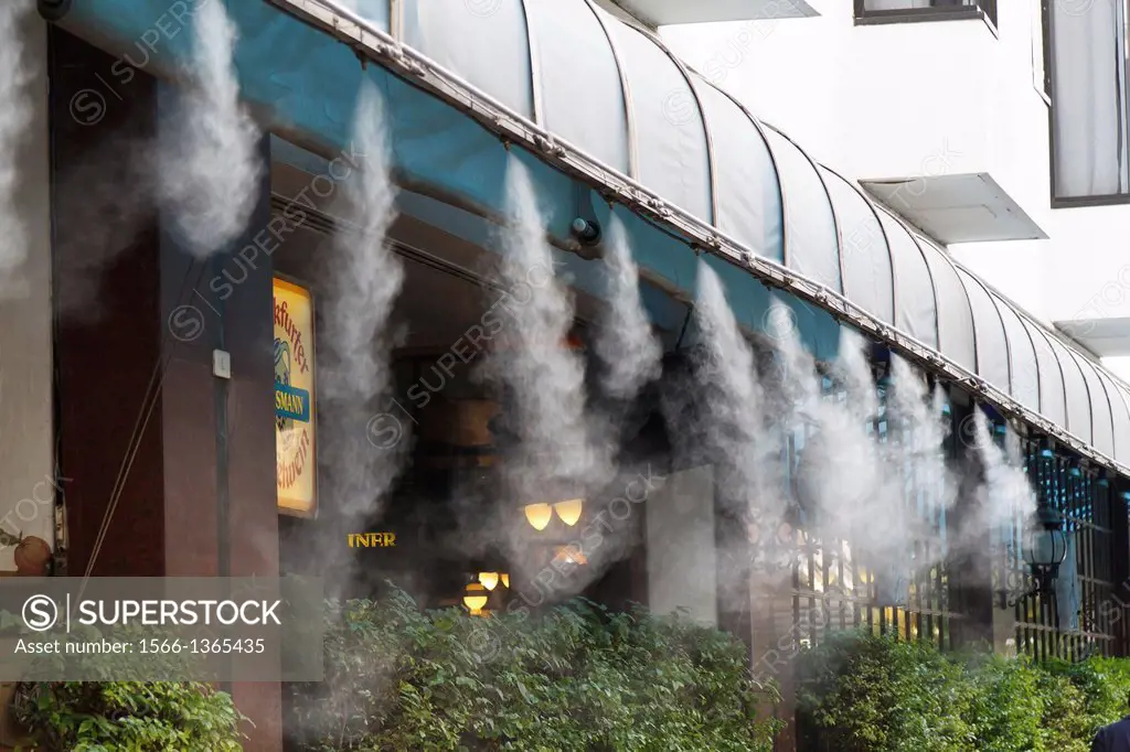 Cooling Water Vapour at Bistro in Bangkok, Thailand