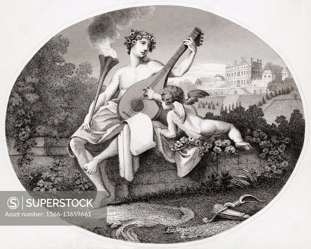 Hymen and Cupid. From the original picture by Hogarth from The Works of Hogarth published London 1833.