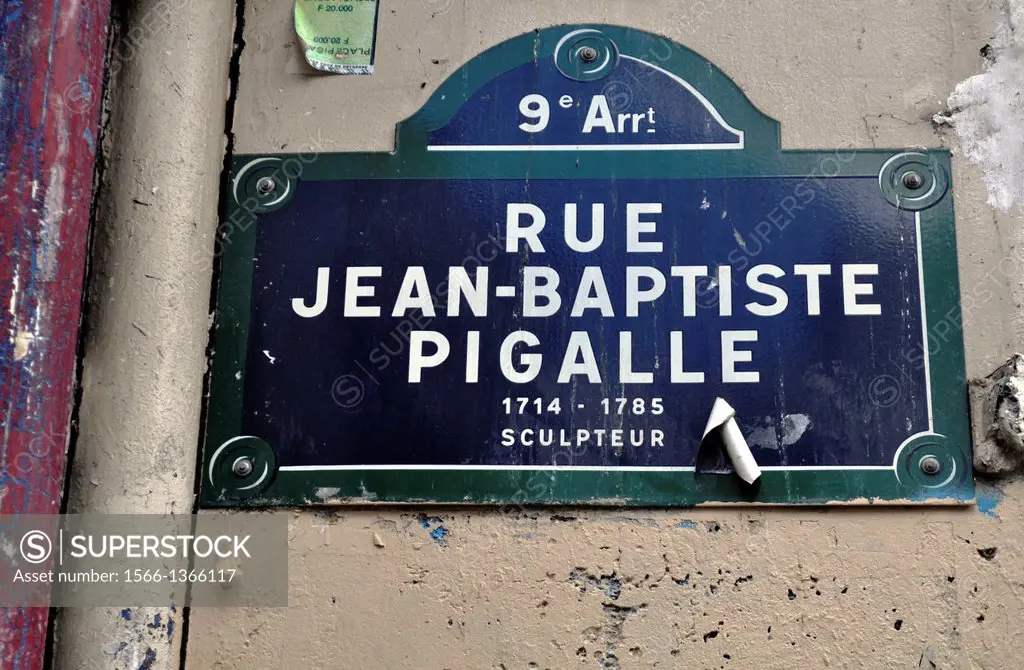 Paris, France, sign of Rue Pigalle, in Pigalle