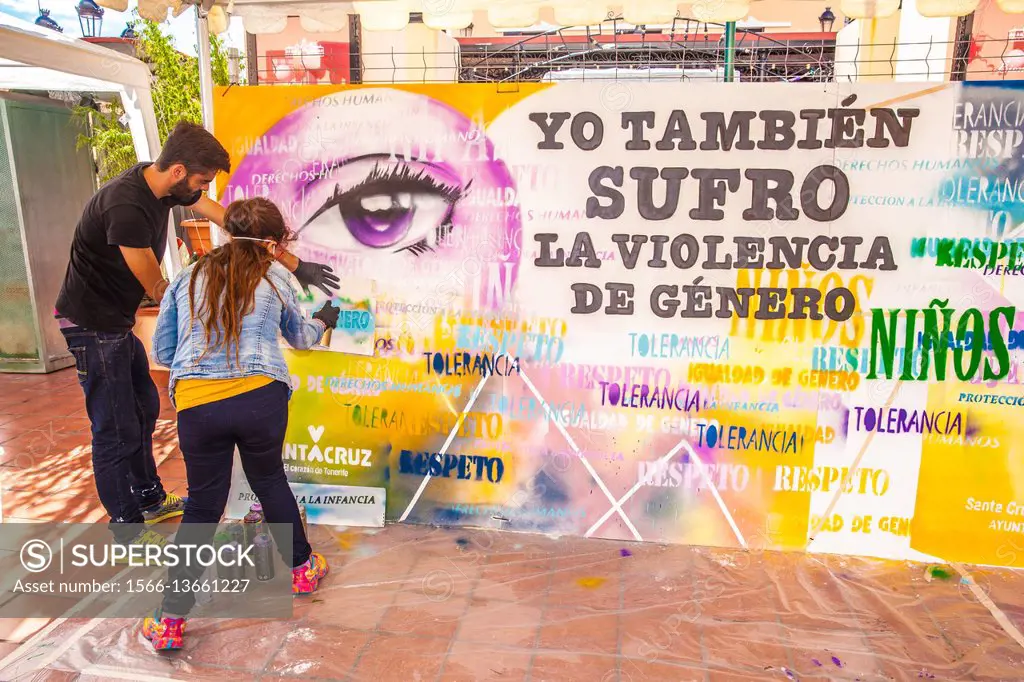 Public manifesto against gender-based violence. Santa Cruz de Tenerife, Tenerife, Canary Islands, Spain