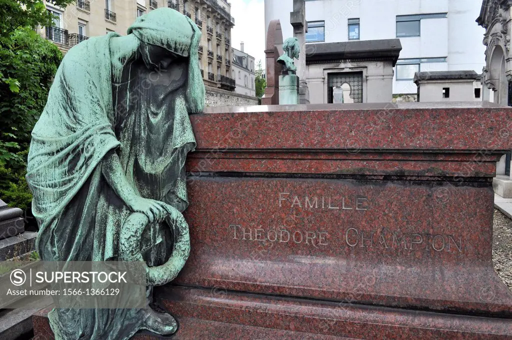 Paris, France, tomb at the Montmartre Cemetery