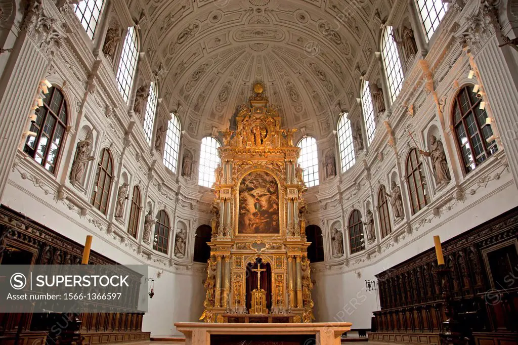 Interior of the catholic Jesuit church St. Michael in Munich, Bavaria, Germany.
