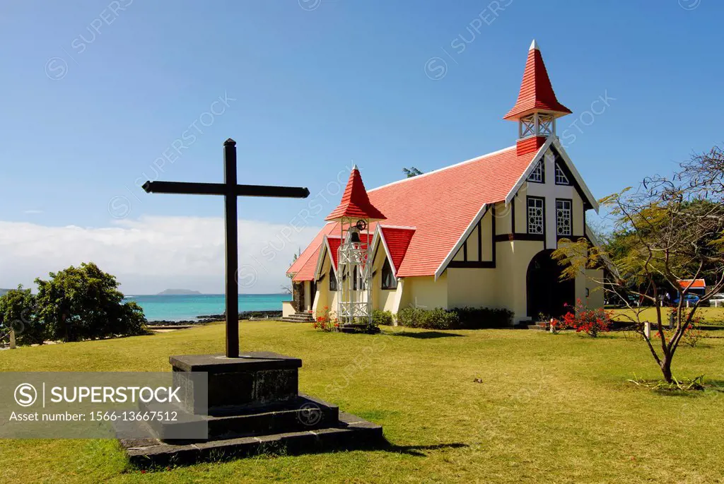 Church of Notre Dame de l´Auxiliatrice, Cape Malheureux, Mauritius, Indian Ocean, Africa