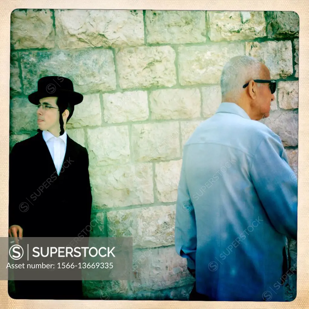 Orthodox jewish man. Street scene. Israel