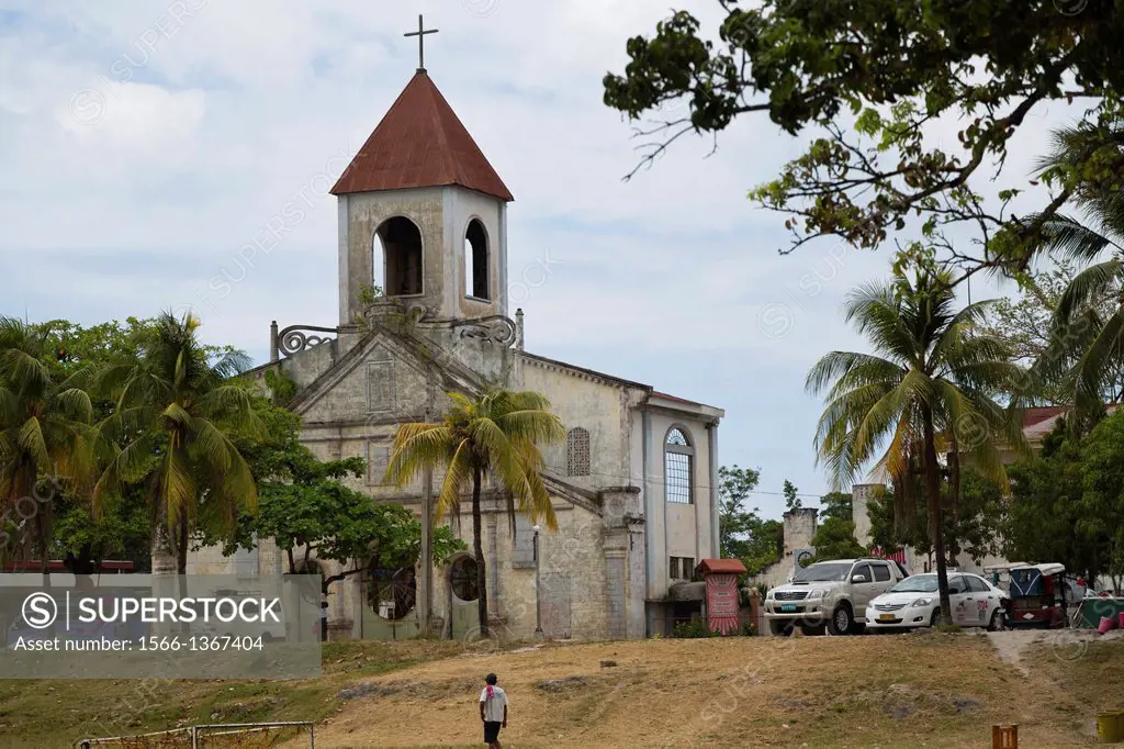 The Ruins of the old San Juan Nepomuceno Church in Moalboal on Cebu Island, Philippines.