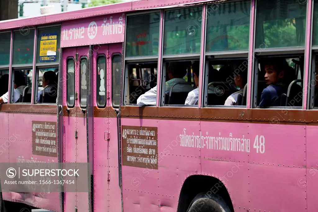 People in a Bus in Bangkok.